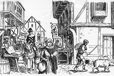 medieval market illustration